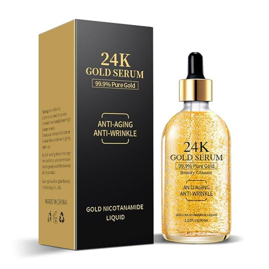Serum with 24K Gold and Niacinamide, Hydrating and Anti-Aging Essence, 1.01 Fl Oz (Pack of 1)